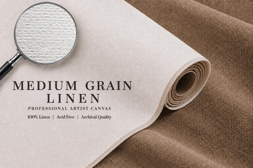 84" Linen Canvas Rolls for Painting Large Blank Canvas Fabric by the Yard 2.5|5.5|11 Yd 14oz Universal Triple Primed Artist Linen Canvas Roll. Belgian Linen Alternative for Painters, SDK Murals