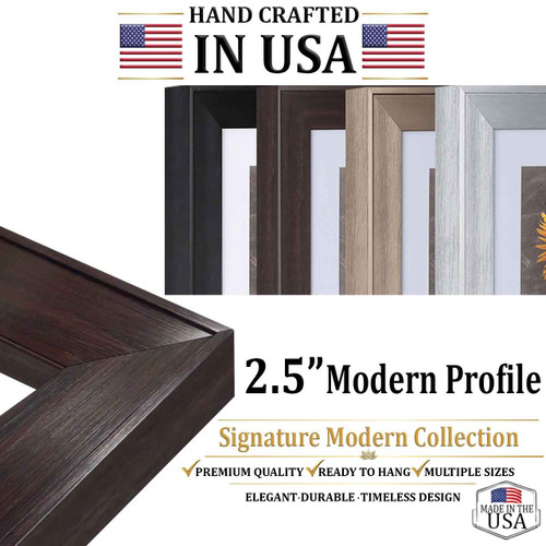 Custom Picture Frame - Modern 2.5" Wall Poster Frame & Canvas Frame, Black Brown Silver Gold Picture Frames, 631-II