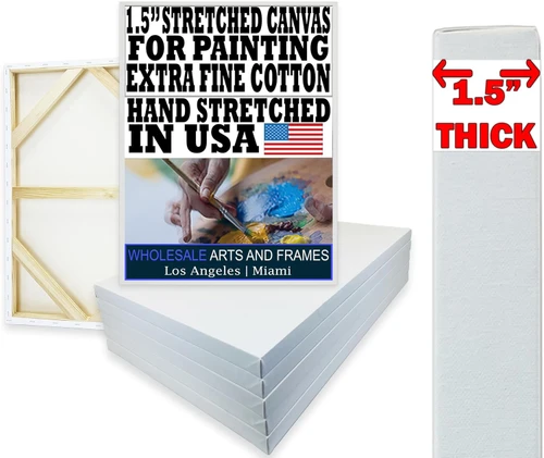 1-1/2 inch Extra Fine Cotton Stretched Canvas for Painting - Image 1