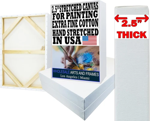 2-1/2 inch Extra Fine Cotton Stretched Canvas for Painting - Image 1
