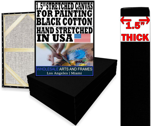 1-1/2 inch black stretched cotton canvas 20x40 box of 5 image 1