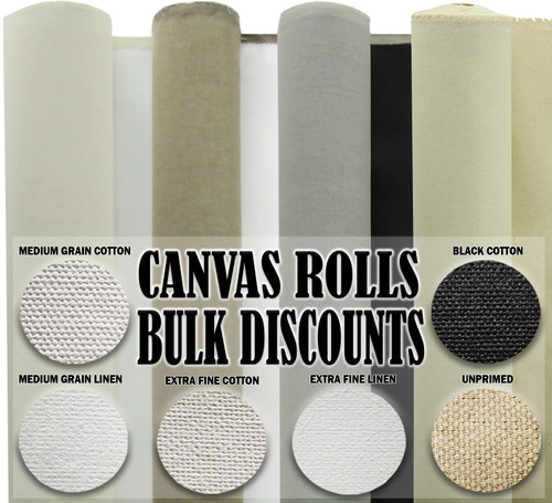 62" wide Medium Grain Triple \ Universal Primed 100% Linen Canvas -14 0z