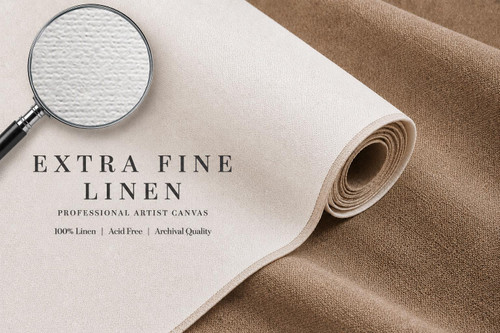 62" Extra Fine Linen Canvas Rolls for Painting Portraits. Large Blank Canvas Fabric by the Yard 2.5|5.5|11 Yd 14oz Universal Quad Primed Artist Linen Canvas Roll. Quality Belgian Linen Alternative