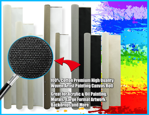 62" Wide Black Triple Primed Cotton Canvas Rolls : 13 OZ*