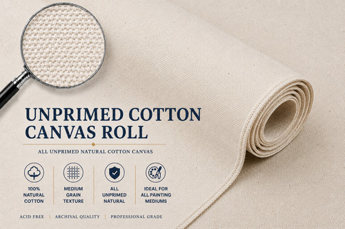 63" Canvas Rolls for Painting Large Blank Canvas Fabric by the Yard 6|25|50|100 Yd 13oz Unprimed Artist Canvas Roll-Cotton Duck, Unstretched Cloth, Quality Fabric for Painters, SDK Murals, Backdrops