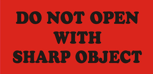 2 x 4" Shipping Labels - "Do Not Open With Sharp Object"