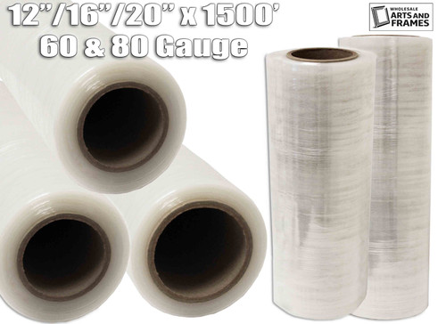 16" x 1500' 60 Gauge Cast Stretch Film Rolls - Industrial Stretch Wrap - Case of 6