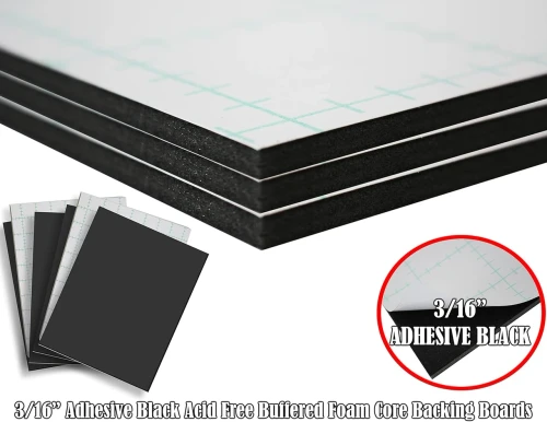 3/16" Black 1 Side Self Adhesive Foam Core Boards  : 48 X 60