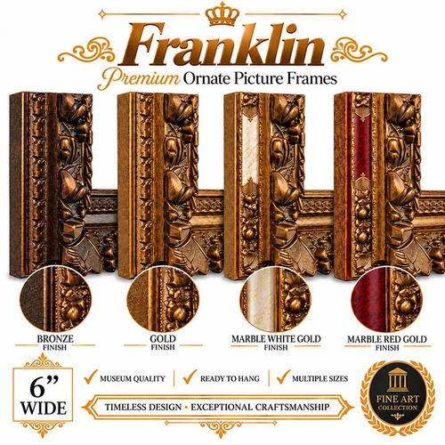 8x10 Ornate Picture Frame - 6-Inch Franklin European Royal Vintage Antique Style Frame