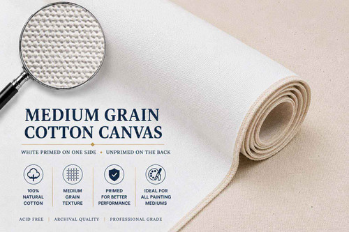 63" Canvas Rolls for Painting Large Blank Canvas Fabric by the Yard 6|25|50|100 Yd 7oz Primed Artist Canvas Roll-Cotton Duck, Unstretched Cloth, Quality Fabric for Painters, SDK Murals, Backdrops