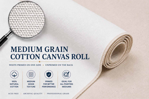 63" Canvas Rolls for Painting Large Blank Canvas Fabric by the Yard 6|25|50|100 Yd 13oz Primed Artist Canvas Roll-Cotton Duck, Unstretched Cloth, Quality Fabric for Painters, SDK Murals, Backdrops
