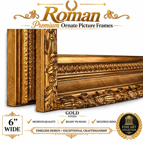 24x36 Ornate Picture Frame - 6-Inch Roman European Royal Vintage Antique Style Frame