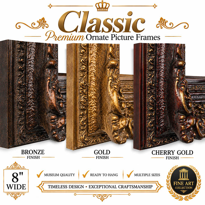 8-Inch Classic High Quality Ornate Picture Frame