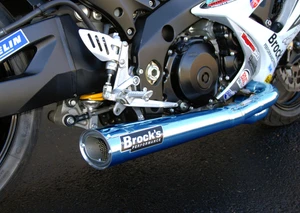 Buy *TiWinder Blue Full System w/ 18" Muffler Race Baffle GSX-R1000 (07-08) SKU: 390222 at the price of US$ 2499 | BrocksPerformance.com