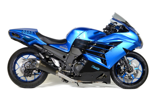 Buy Predator Full System - Stainless Front Section w/ Electro-Black Muffler ZX-14R (12-22) SKU: 571036 at the price of US$ 1285 | BrocksPerformance.com