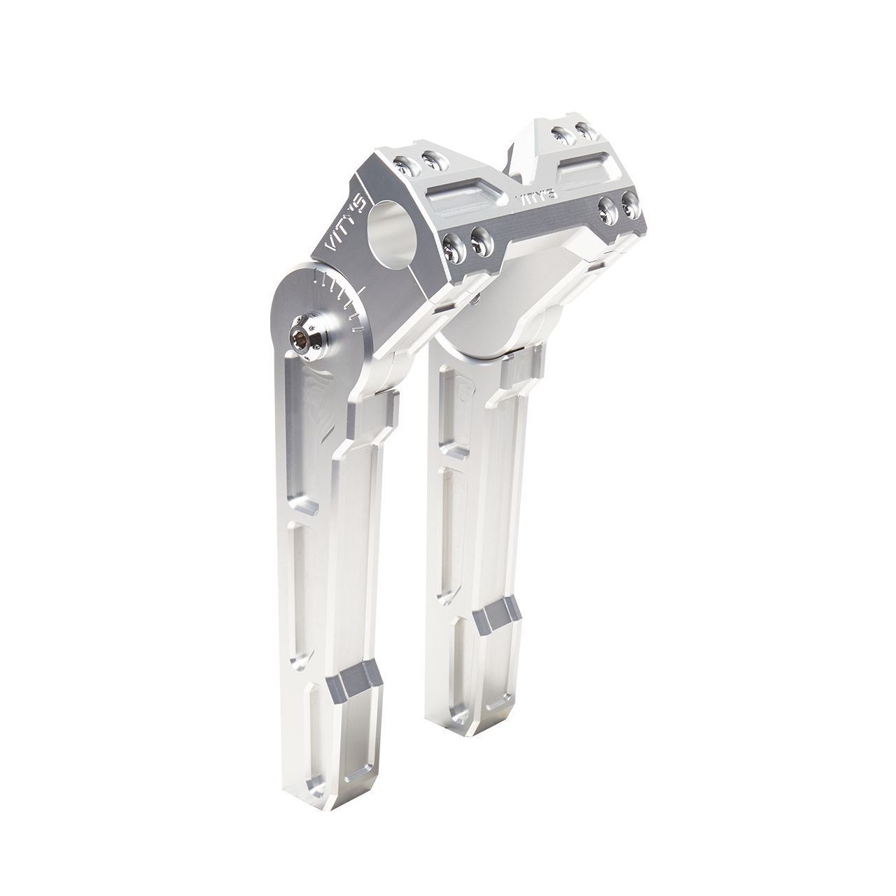 Buy Adjustable 10in Riser Silver for 1-1/8in Bar Clamp Road Glide (15-23), Softail (18-23) SKU: 695046 at the price of US$ 695 | BrocksPerformance.com