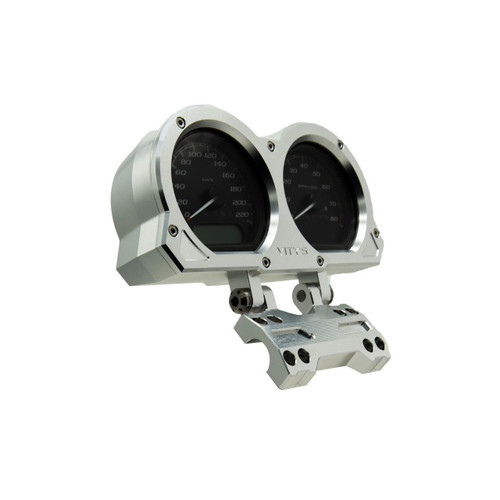 【S-low 】Jelly BeanTHEBARBAROCKETS Buy Adjustable Billet Dual Gauge Housing Silver Low Rider S