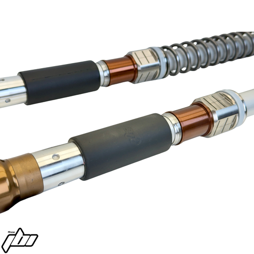 JBI Fork Volume Spacer Set and JBI Titanium Pro Perch installed to the KYB SSS Cartridge Tube