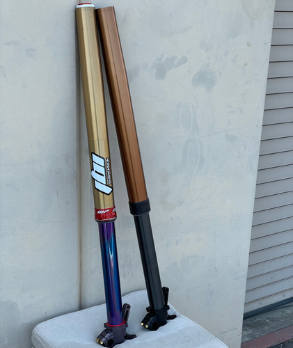 JBI Suspension custom build WP Cone Valve Fork with JBI Suspension coatings DLC and blue and kashima and black anodize