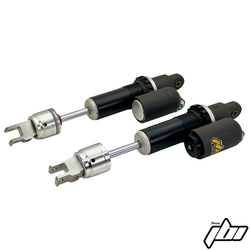 2024 Kawasaki KX450 Stock Showa Shock next to 2024 JBI Spec Kawasaki KX450 Showa Pro Shock