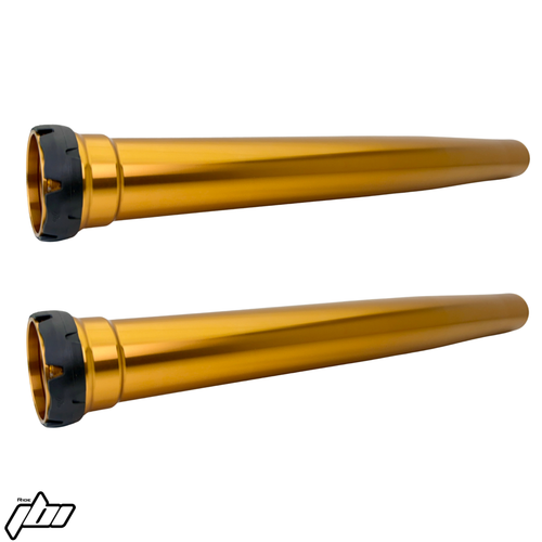 JBI WP 48mm Fork Outer Tube Set in Golden Bronze Finish with Stealth Black Fork Protection Rings