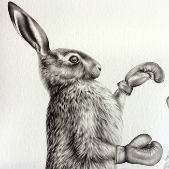 March Hares art print detail 01 by Lauren Mortimer at Of Cabbages and Kings