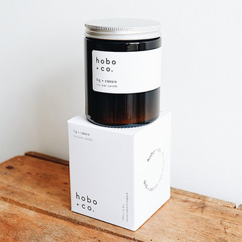 Fig + Cassis Scented Soy Wax Cotton Wick Candle by Hobo + Co. at Of Cabbages and Kings