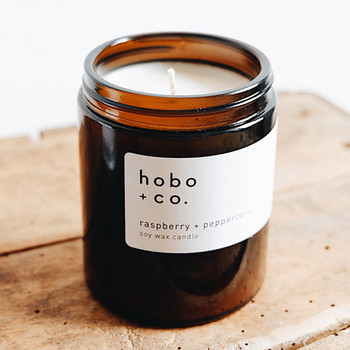 Raspberry + Peppercorn Fragrance Soy Wax Candle by Hobo + Co at Of Cabbages and Kings