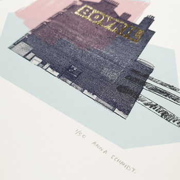 Peachy Bovril screen print detail 01 by Anna Schmidt available at Of Cabbages and Kings. 