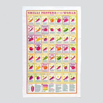 Chilli Peppers of the World Tea Towel full image by Stuart Gardiner at Of Cabbages & Kings