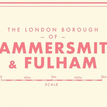 Hammersmith and Fulham Retro Map Print detail 01 by Mike Hall at Of Cabbages and Kings. 