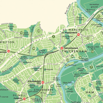 Richmond Upon Thames Retro Map Print detail 07 by Mike Hall at Of Cabbages and Kings. 