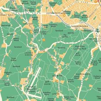 Bromley Retro Map Print detail 06 by Mike Hall at Of Cabbages and Kings. 