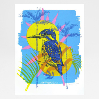 Common Kingfisher screen print by Melissa North at Of Cabbages and Kings