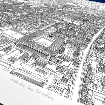 White Hart Lane Stadium, Tottenham screen print detail 02 by Will Clarke at Of Cabbages and Kings