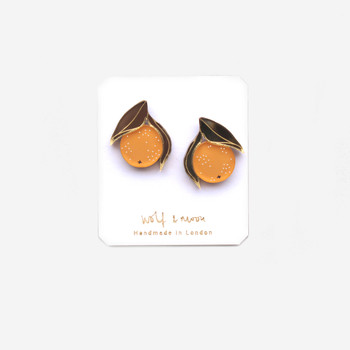 Mini Orange Studs on card by Wolf and Moon at Of Cabbages and Kings