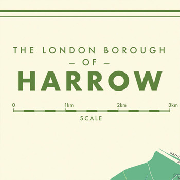 Harrow Retro Map Print detail 01 by Mike Hall at Of Cabbages and Kings. 