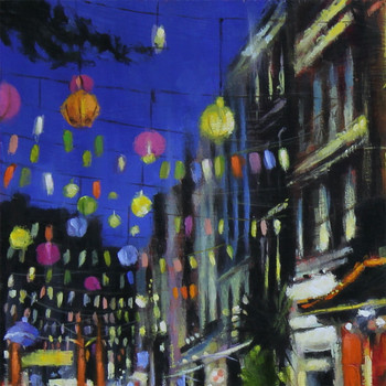 Chinatown at Night art print detail 03 by Marc Gooderham available at Of Cabbages and Kings.