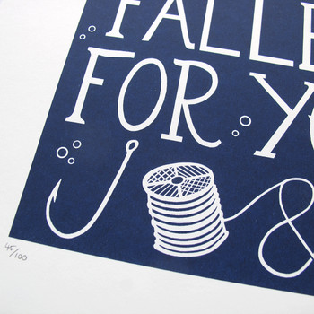 I've Fallen For You Hook, Line & Sinker print detail 01 by Hazel Nicholls at Of Cabbages and Kings 