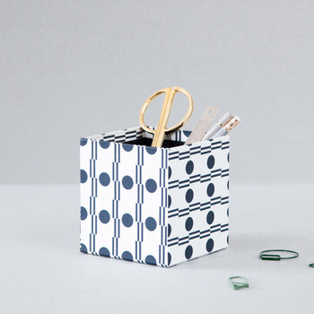 Handmade Pencil Pot - Benita Print in Navy by Ola Studio Stationery Design at Of Cabbages and Kings