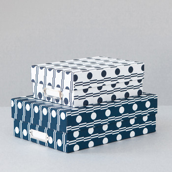 Set of 2 Archive Boxes - Benita print in Blue/Navy at Of Cabbages and Kings