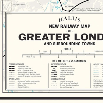 Railway Map of Greater London Art Print detail 11 by Mike Hall at Of Cabbages and Kings
