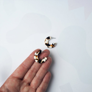 Umber Flora Mini Hoop Earrings model 02 by Custom Made at Of Cabbages and Kings