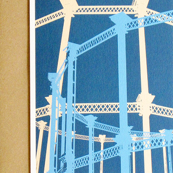 King's Cross Gasholder Teal Blank Card detail 1 by Jo Angell at Of Cabbages and Kings