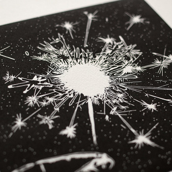 Sparks Woodcut Print Detail 1 by Luke Holcombe Studio at Of Cabbages and Kings