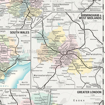 Great Britain Railway Map Art Print (detail 05) by Mike Hall at Of Cabbages and Kings