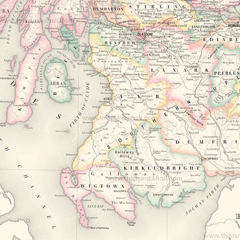 Scotland Historic County Map Art Print (detail 04) by Mike Hall at Of Cabbages and Kings