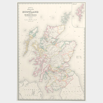 Scotland Historic County Map Art Print by Mike Hall at Of Cabbages and Kings