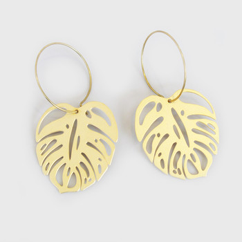 Monstera Gold Statement Hoop Earrings by Mica Peet at Of Cabbages and Kings