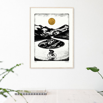 Switchback - Mountain High Cycling Art Print (framed 02) by Luke Holcombe Studio at Of Cabbages and Kings